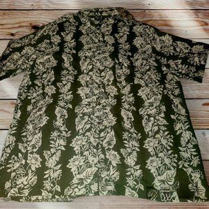 BIG & TALL - CHEROKEE - XXL Men's Floral Olive Green Hawaiian Button-Down Shirt